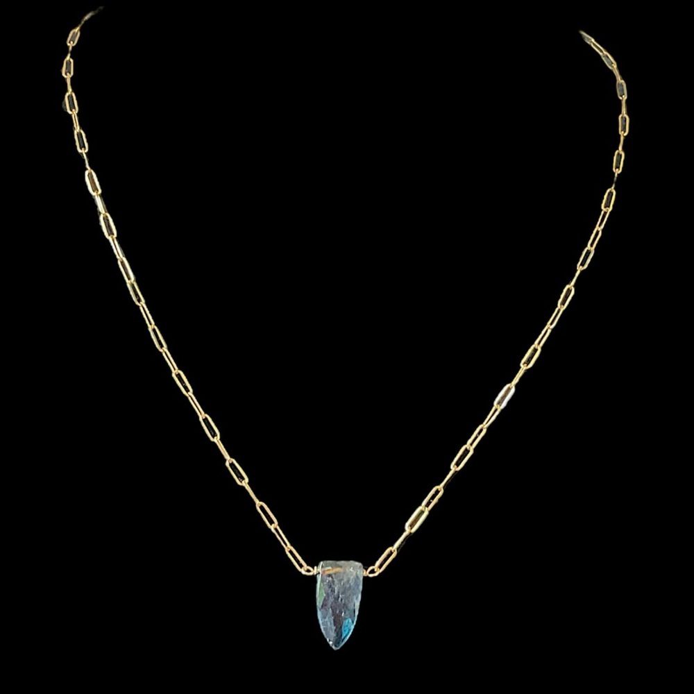 Kyanite Gold Filled Charm Estate Chain Necklace